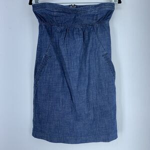 American Eagle Womens 2 Denim Sleeveless Dress Pockets Y2K Beach Preppy Stretch